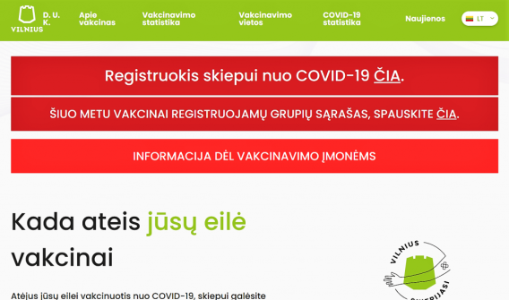 Vilniuje kviečiami vakcinuotis visi gyventojai nuo 35 metų