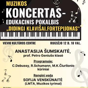Fortepijoninės muzikos koncertas-edukacinis pokalbis „Didingi klavišai. Fortepijonas“