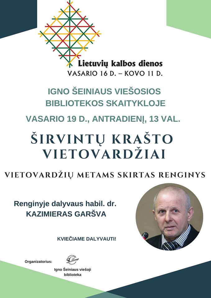 Širvintų krašto vietovardžiai su dr. Kazimieru Garšva