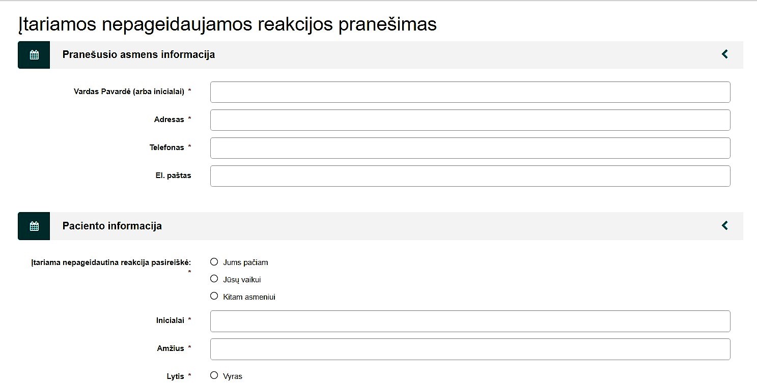 Kam pranešti apie įtariamas nepageidaujamas reakcijas į skiepą?