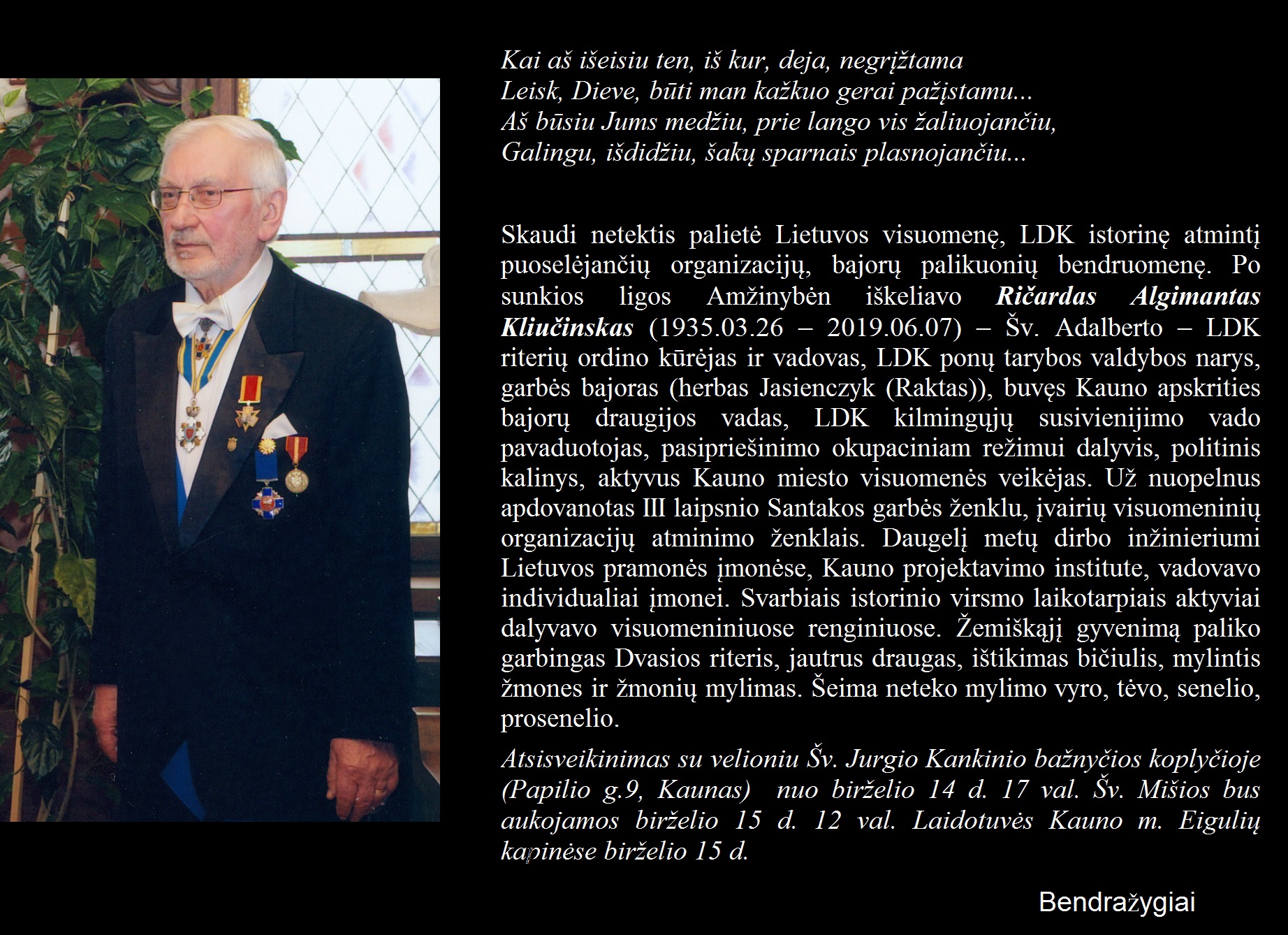 In memoriam. Ričardas Algimantas Kliučinskas (1935-2019)